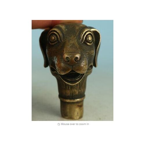 100% brass Pure Copper Brass Grandpa Good Lucky Old Chinese Old BRASS Handmade Carved Dog Collect Statue Walking Stick Head