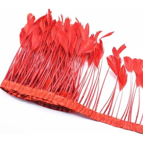2yards Stripped Coque Goose Tail Red Feather ribbon Trim10-15cm DIY feathers for crafts decor feathers for jewelry making plumas
