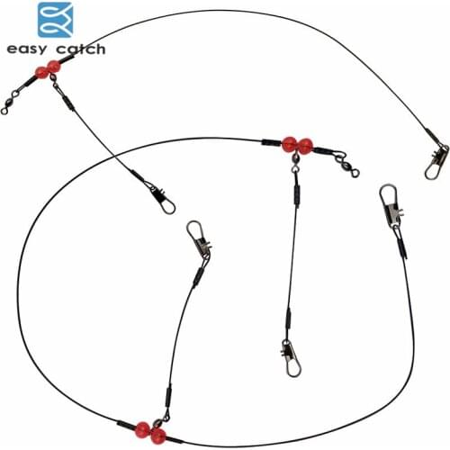 Easy Catch 24pcs Nylon Coated Stainless Steel Fishing Line 60cm 36cm Black Wire Leaders Trace Fishing Steel Wire With Arm Swivel