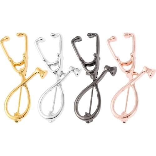 4 Colors Stethoscope Brooches Fashion Medical Jewelry Stethoscope Pin for Nurse Physicians Medical Student Graduation Gifts 2020