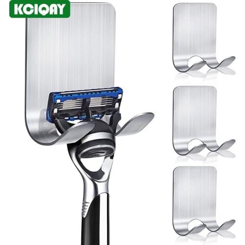 4Pcs Razor Towel Coat Plug Key Hook Stainless Steel Wall Hooks Heavy Duty Adhesive Hook Storage Hanger Hook For Kitchen Bathroom