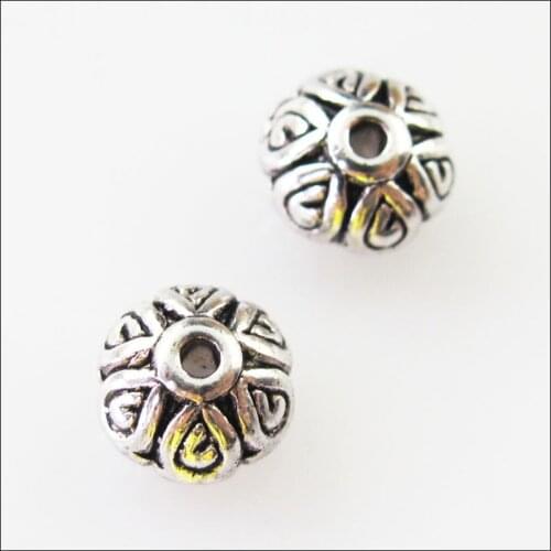 45Pcs Tibetan Silver Color Round Cone Spacer Beads Charms 7mm