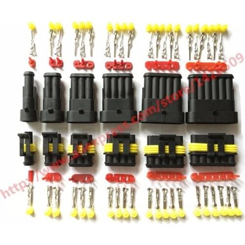 60 Sets AMP Tyco Superseal 1.5 Kit 1/2/3/4/5/6 Pin Female Male Waterproof Electrical Wire Cable Automotive Connector Car Plug