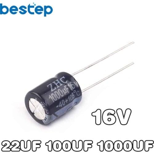 50PCS 16V aluminum electrolytic capacitor 16V 22UF 100UF 1000UF