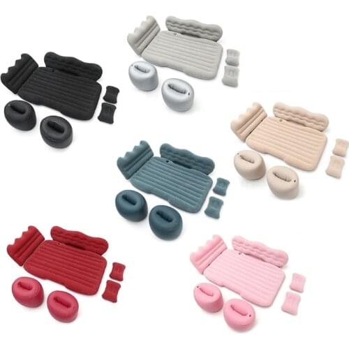 135x90cm PVC Flocking Car Inflatable Bed Set Detachable Portable Air Cushion Back Seat Sleep Rest Mattress