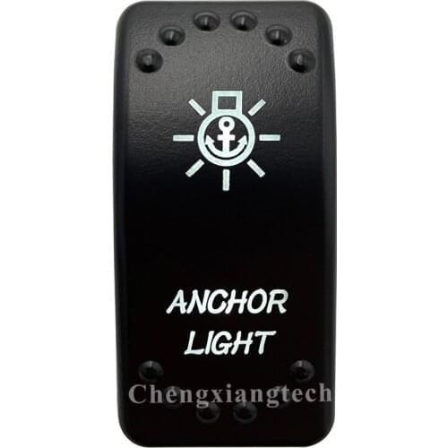 Dual White Led Light 12V 24V Car Boat Caravan Rocker Switch Laser Engraving ANCHOR LIGHT, 5 Pin On Off SPST Waterproof