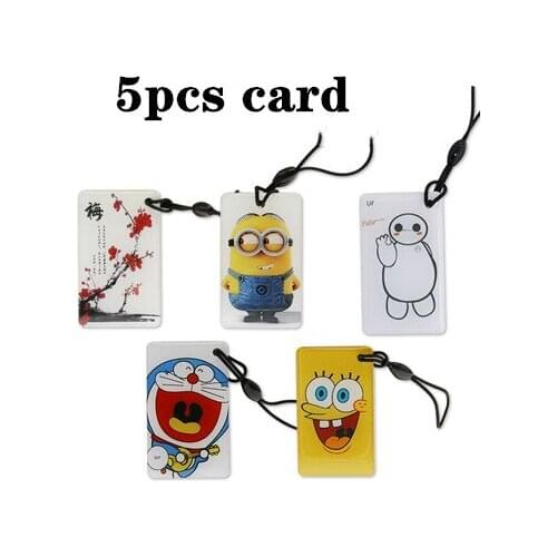 5Pcs 125KHZ 13.56MHZ Dual Chip UID T5577 EM4305 Changeable Rewriteable Rewritable RFID 0 Block Keychain Keyfobs Card
