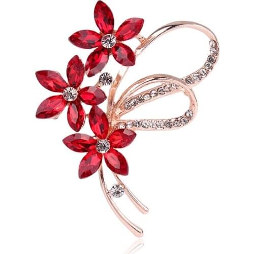 TODOX Brooch Fashion beauty Women rose gold Zinc Alloy crystal exquisite flower pins hot sale wedding party Gift man