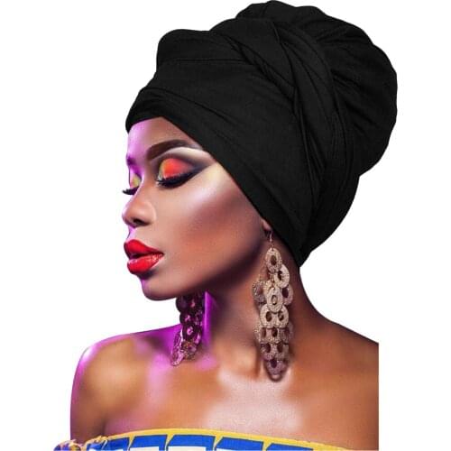 Black Women Africa Headwear Muslim Hijab Jersey Scarf Soft Strecth Shawl Headscarf foulard femme musulman Lady Turban