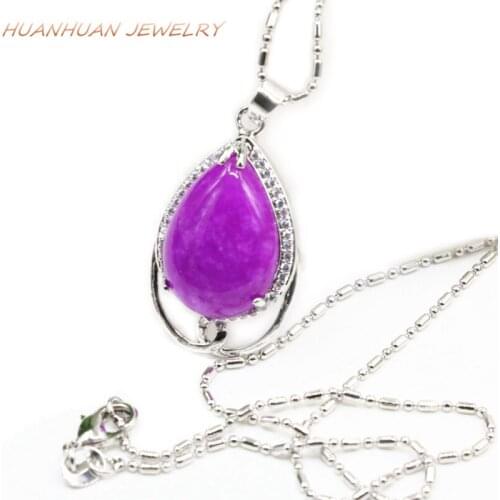 Zircon Inlay 17x28mm Drop Pendant Red Natural Jades Stone Silver-Color Stainless Steel Chain Necklace Pendants Diy Jewelry B3335