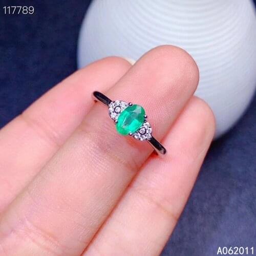 KJJEAXCMY fine jewelry natural Emerald 925 sterling silver exquisite girl new adjustable gemstone ring support test