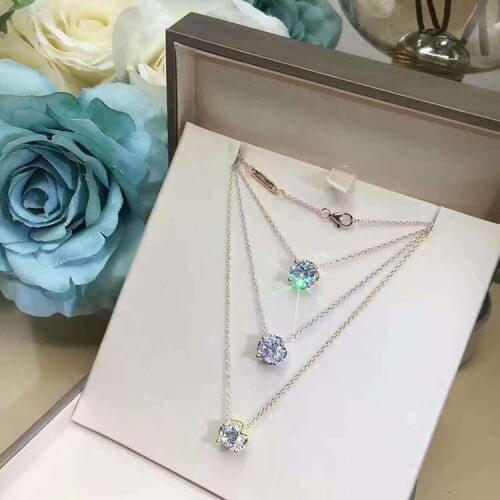 Fashion one zircon Necklaces Pendants famous brand 925 sterling silver one stone Choker Necklace Women Jewelry Kolye Collier