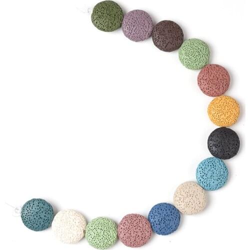 Colorful Lava Volcanic Stone Charms for Jewelry Making DIY Round Shape Three Size Trendy Bear Jewelry 14 Colors Can Choose 27MM