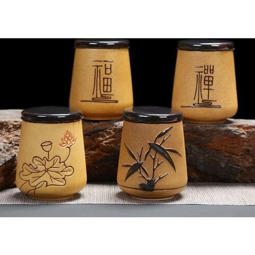 Hot Selling Mini Tea Caddy Small Ceramic Sealed Hand Painted Jar Dual-Use Sealing Ring Lid Home Teaset