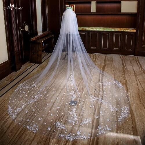 LZP317 Bridal Accessories Star Applique Desgin Bridal Veil Blusher 3 Meter Wedding Veil Two Layer Cathedral Wedding Veil