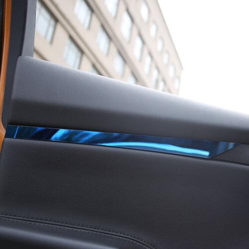 1 Pair BLUE STAINLESS Car Inner Door Armrest Panel Modification Trim Sticker for Ford Focus 2012 2013-2016 2017 Accessories
