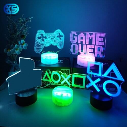 3D Night Lamp Gaming Room Desk Setup Lighting Decor on the Table Game Console Icon Logo Sensor Light for Kids Bedside Gift