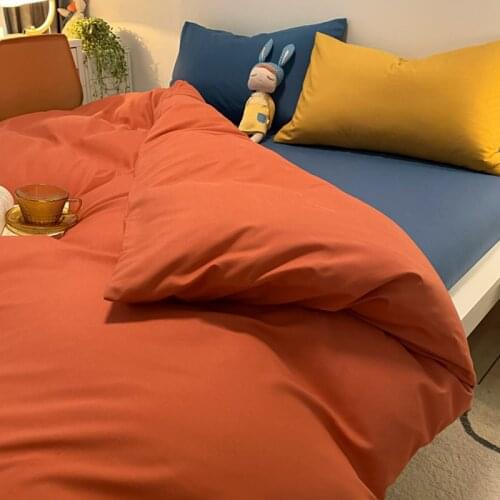 Nordic Style Solid Color Girl-Heart Bed Four-Piece Ins Style Bed Sheet Quilt Cover Three-Piece Dormitory Single Student 4