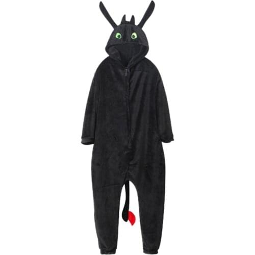 How to Train Your Dragon Toothless Costumes Pajamas Bathrobe Adult Women Men Sleepwear Warm Thicken Jumpsuits