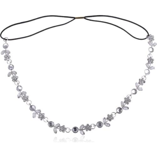 New arrivals 1 pcs Chic Women Lady Elastic Fashion Metal Rhinestone Head Chain Jewelry Headband Hairband Hair Band Accessories