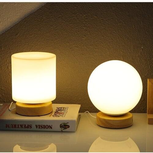 Bedroom Bedside LED Desk Lamp For Reading USB Power Wooden Simple Home Creative Warm Dimmer Night Light With Remote Controller
