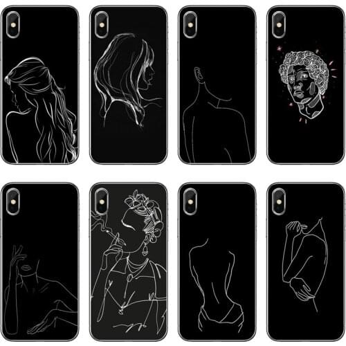 Simple Art Woman Transparent Phone Case For iPhone 12 11 Pro Max Mini XS Max XR X 8 7 Plus 6 6S Plus 5 5S SE 2020