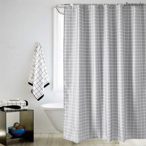 Simplicity Waterproof Shower Curtain Grey Square Lattice Curtain Bath For Bathroom Shower Curtain With 12 High Quality Hooks
