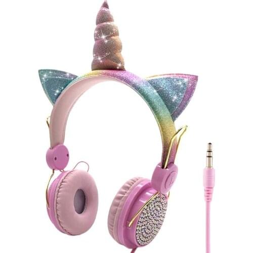 Dolls surprise Cute Unicorn Wired Headphone With Microphone Music Stereo Earphone Computer Mobile Phone Headset Kids Gift