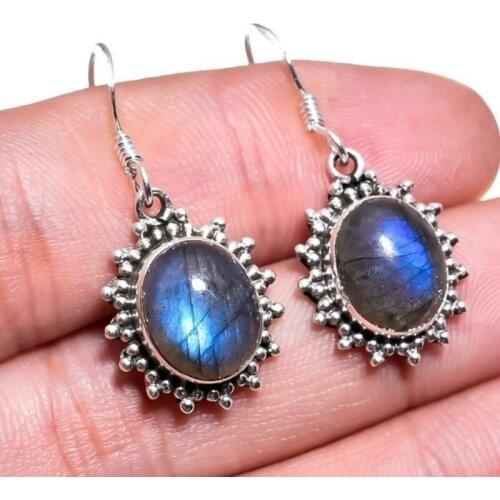 Vintage Ethnic Blue Stone Earrings for Women Indian Tibetan Earrings Pendientes Handmade Jewelry Gifts