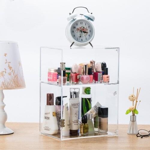Large Makeup Storage Box Acrylic Cosmetic Organizer Case With Door Dust-Proof Toys Organizer Clear High Quality Home Storage Box