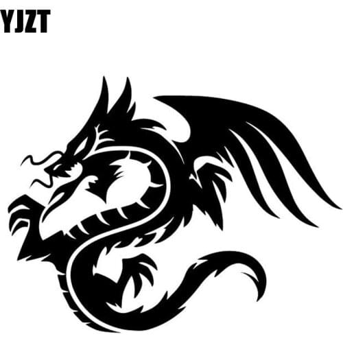 YJZT 16.3CM*12.6CM Dragon Mythical Animals Decor Car Trunk Pattern Car Sticker Vinyl Decal Black/Silver C4-2937
