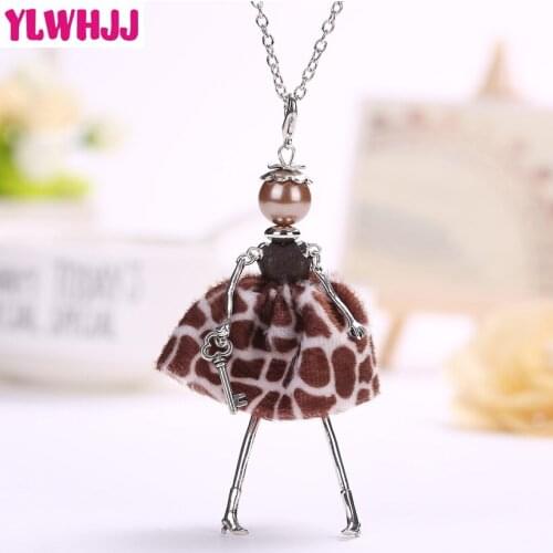 YLWHJJ 2017 new cute brown dress doll long necklaces & pendant hot brand girls baby metal maxi fashion style necklace jewelry
