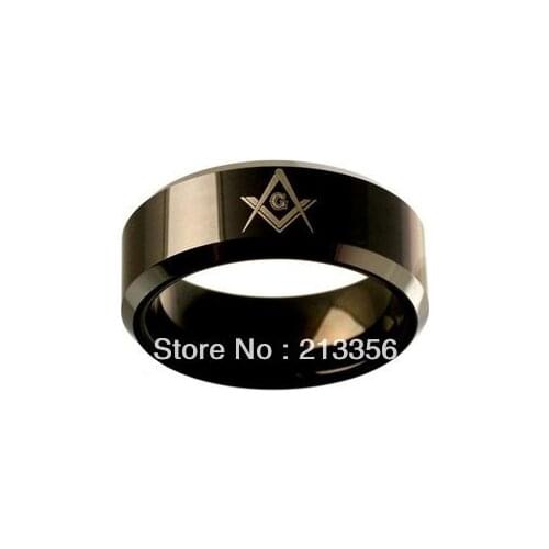 E&C JEWELRY Free Shipping! Wholesales Price!USA Hot Selling NEW MASONIC FREEMASON TUNGSTEN CARBIDE RING MENS Wedding Band Ring