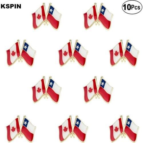 Canada & Chile Flag Lapel Pin Flag badge Brooch Pins Badges 10Pcs a Lot