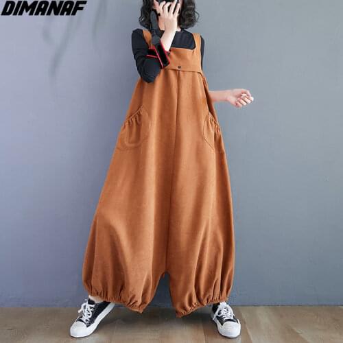 DIMANAF Plus Size Jumpsuits 2021 Women Summer Overalls Playsuit Rompers Long Pants Trousers Female Loose Casual Button Jumpsuits