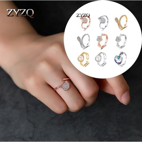 ZYZQ Punk Wind Serpentine Ring Simple Pearl Ring Opening Adjustable Ring Accessories Cocktail Party Jewelry