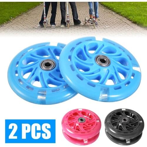 1Pair 120mm Children Scooter LED Lights Flashing Wheels with ABEC-7 Bearings Front/Rear LED Flashing Scooter Wheels
