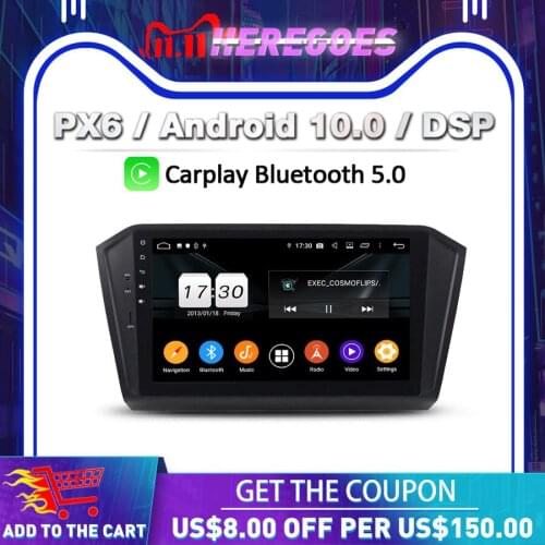 10.1" DSP Android 10.0 4GB RAM 8Core 64GB ROM Car DVD Player Carplay GPS map RDS Radio wifi Bluetooth For VW PASSAT B8 2015-2018