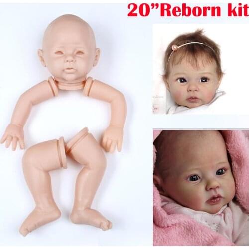 20 inch Bebe Reborn doll kit unpainted doll parts raven baby newborn doll unfinished children DIY toys dolls gift