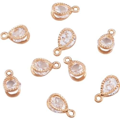 20pcs Shining Cubic Zirconia Pendants Alloy Crystal Teardrop Charms for Jewelry DIY Earrings Necklace Making Shiny Findings