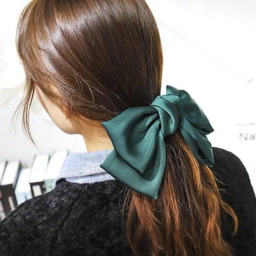 2020 Vintage Satins Silk Double Layer Big Bow Scrunchies Hair Clips Women Girls Hair Accessories Haar gumki do wlosow gumka