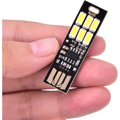 2020 High quality Portable Mini USB Power 6 LED Lamp 1W 5V Touch Dimmer Warm/pure white Light for Power Bank Computer Laptop