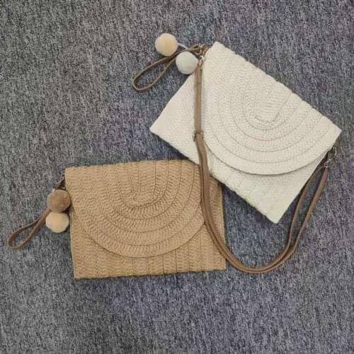 2021 Straw Handbag Clutch Summer Beach Shoulder Bag for Women Purses bolsos mujer Purse Clutch mobile bag Cell Phone Pocket