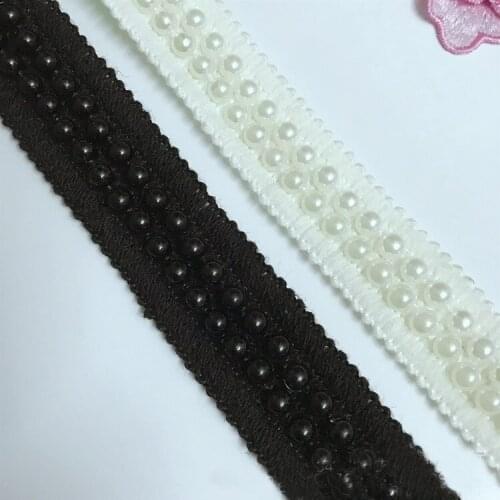 25mm Pearl Lace Trim Beaded Ribbons Wool Fabric Clothes Shoes Decoration DIY Craft Wedding Dress Collar Sleeve Lace Applique