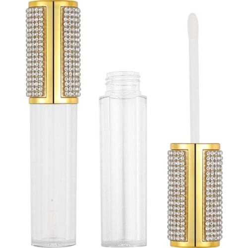 5ML Lip Gloss Tube Empty Rhinestone Pearl Crystal Silver Gold Lid Clear Lip Glaze Liquid Lipstick Cosmetic Packaging 30/50pcs