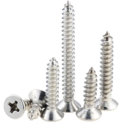 50PCS M2.3*4 5 6 7 8 10 12 304 Stainless Steel Cross Recessed Countersunk Flat Head Tapping-screws Wood Screw M2.3x4 M2.3x12