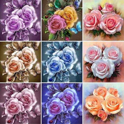5D DIY Diamond Painting Flower Cross Stitch Kit Diamond Embroidery Mosaic Full Square Round Drill Handcraft Gift Home Decoration