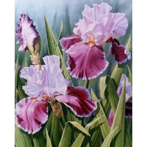 5D Diy diamond painting cross stitch kits iris flower Full Round Diamond embroidery Needlework Rhinestone Diamond MosaicZP-1524