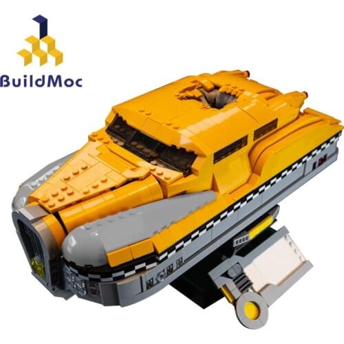 BuildMoc High-Techal Car 5th Element Taxi Yellow Town Classic Taxi Model Building Block Educational Toy Gift