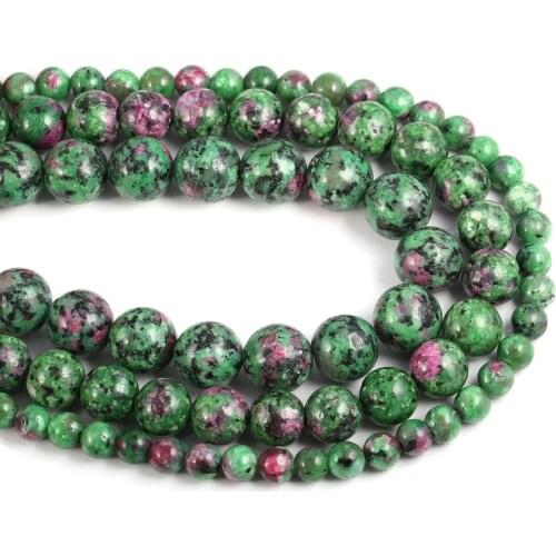 Natural Stone Beads Epidote Zoisite 4/6/8/10/12mm Round Ball Loose Beads for Jewelry Making Necklace DIY Bracelet Accessories